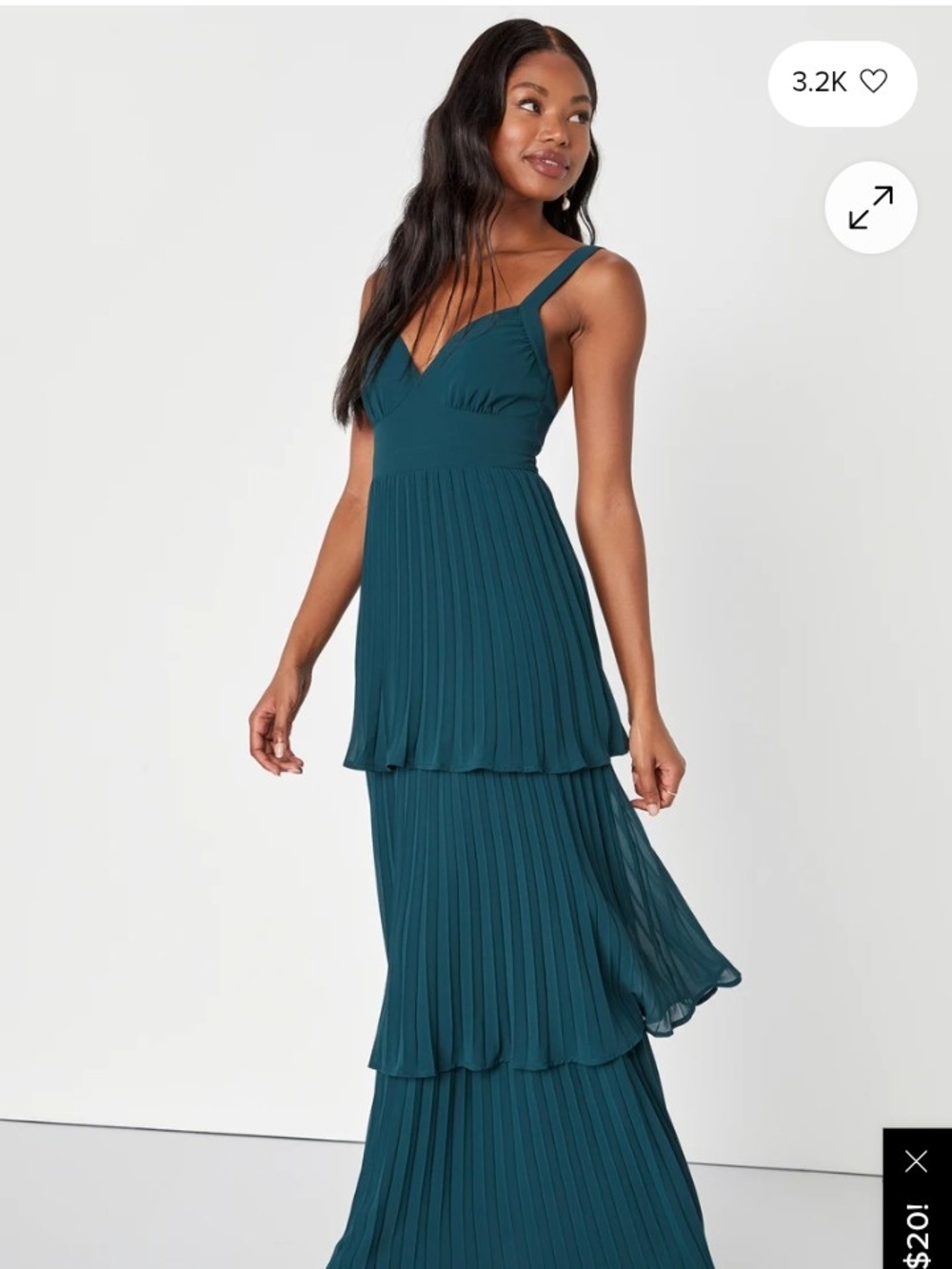 Lulus Luxe Perfection Emerald Green Pleated Tiered Backless Maxi Dress-Sz M
